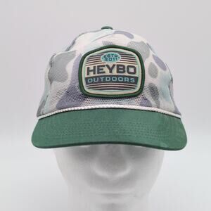 Heybo Outdoors Hat Mens One Size Green Snap Back Cap Camo Mesh Trucker Patch